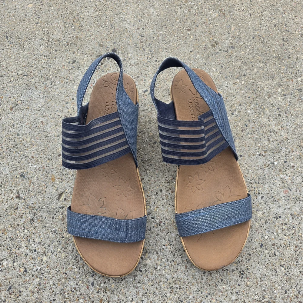 Skechers Blue and Tan Sandals for Casual Comfort Sandals Womem 9.5